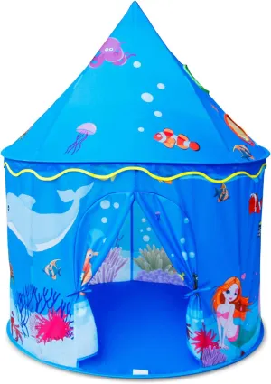 Play Tent for Kids Mermaid Castle Playhouse for Boys Girls Sea World Pattern Children Tent As Gift
