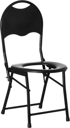 PLAYBERG Black Folding Portable Toilet Seat for Camping and Hiking with Backrest