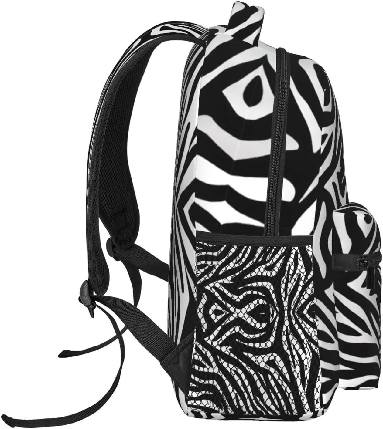Polyester Daypack Backpack for Sports Travel Running - Big Capacity Anti-Theft Multipurpose Carry On Bag, Zebra Stripe Art Laptop Book Bag Rucksack