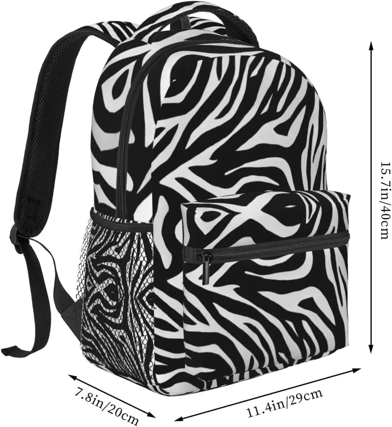 Polyester Daypack Backpack for Sports Travel Running - Big Capacity Anti-Theft Multipurpose Carry On Bag, Zebra Stripe Art Laptop Book Bag Rucksack