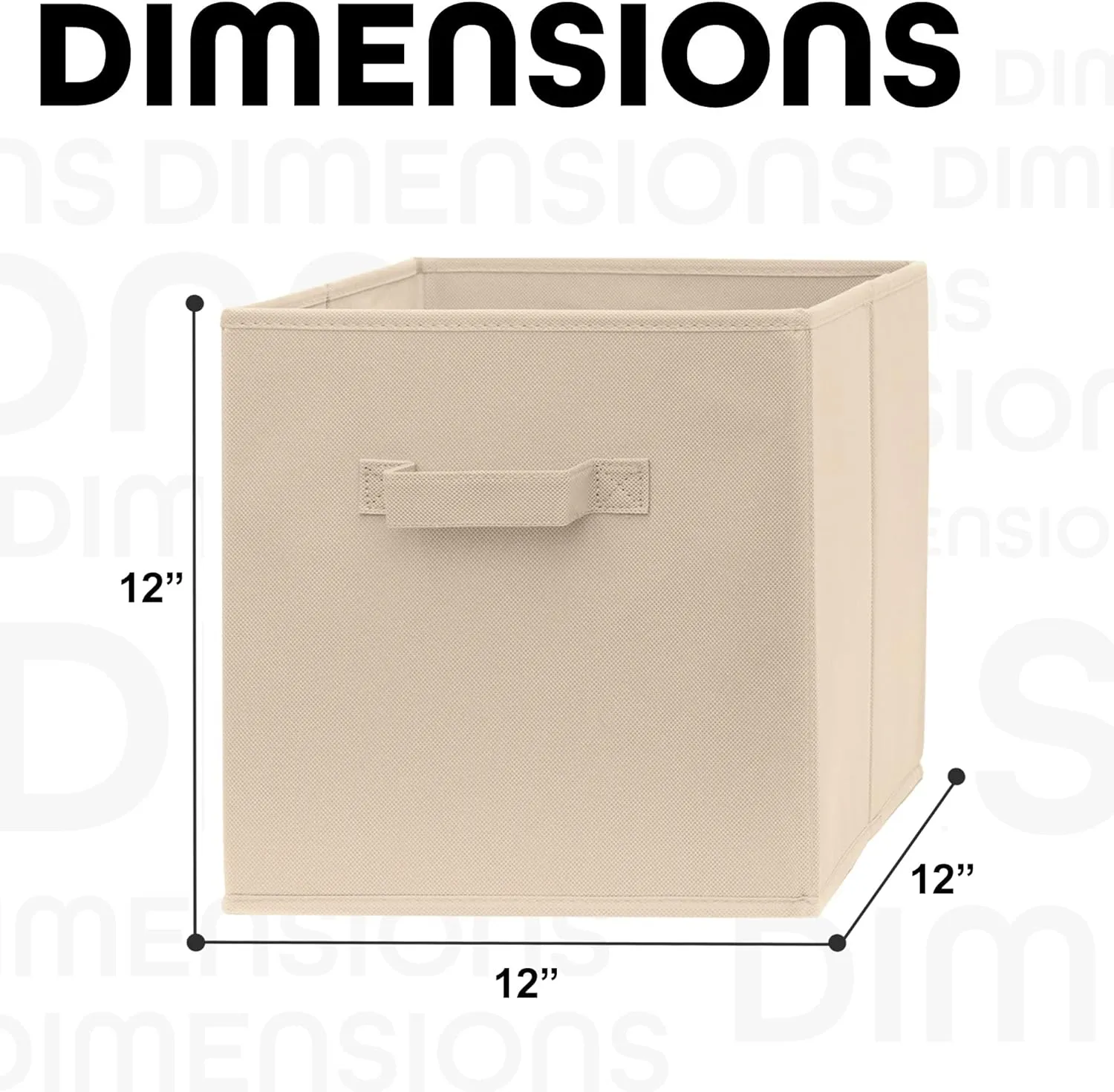 Pomatree 12x12x12 Inch Storage Cubes - 6 Pack - Fabric Cube Storage Bins | Dual Handles, Foldable | Home, Kids Room, Closet and Storage Basket Bin Organizers (Beige)