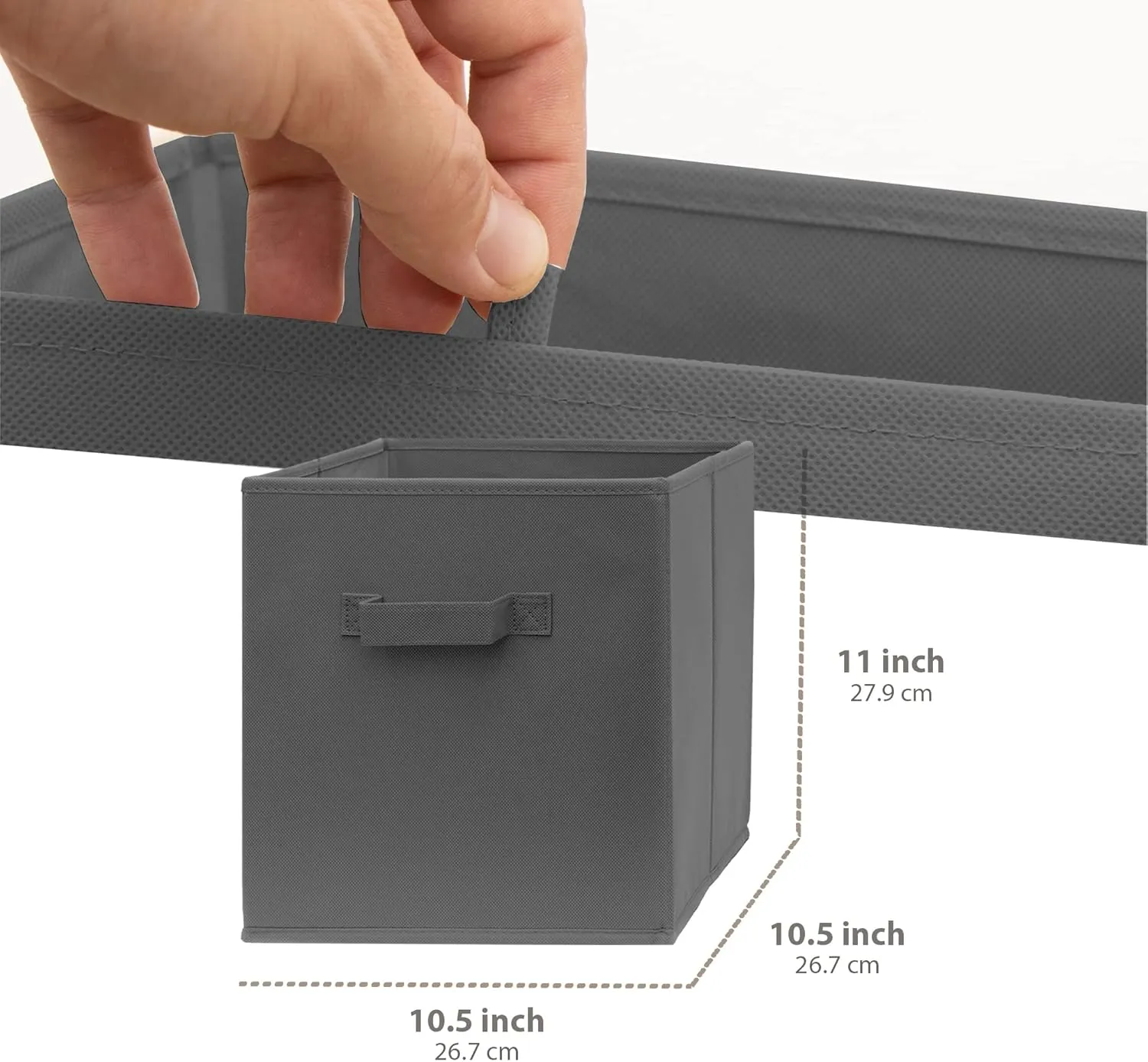 Pomatree Fabric Storage Cubes - 8 Pack - Cube Storage Organizer Bins | Handles on Both Sides | Foldable Cube Storage Bin for Home, Kids Room, Nursery and Playroom | Closet and Toys (Dark Grey - 8