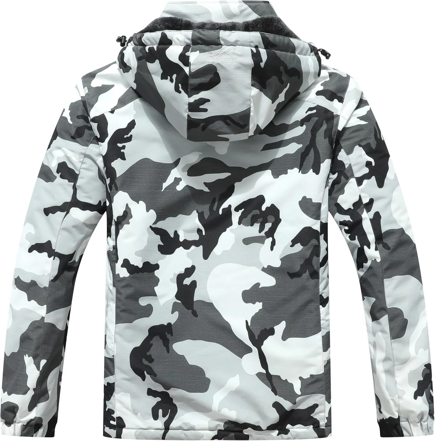 Pooluly Men's Ski Jacket Warm Winter Waterproof Windbreaker Hooded Raincoat Snowboarding Jackets