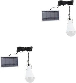 POPETPOP 2pcs Solar Powered Camping Light Led Tent Lamp Portable Night Lights Rechargeable Bulb Compact and Easy to Carry