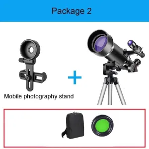 Portable 70mm Refractor Telescope for Kids & Beginners, Travel Telescope with Carry Bag & Tripod, for Children’s Birthday & Astronomy Exploration(Package 2)