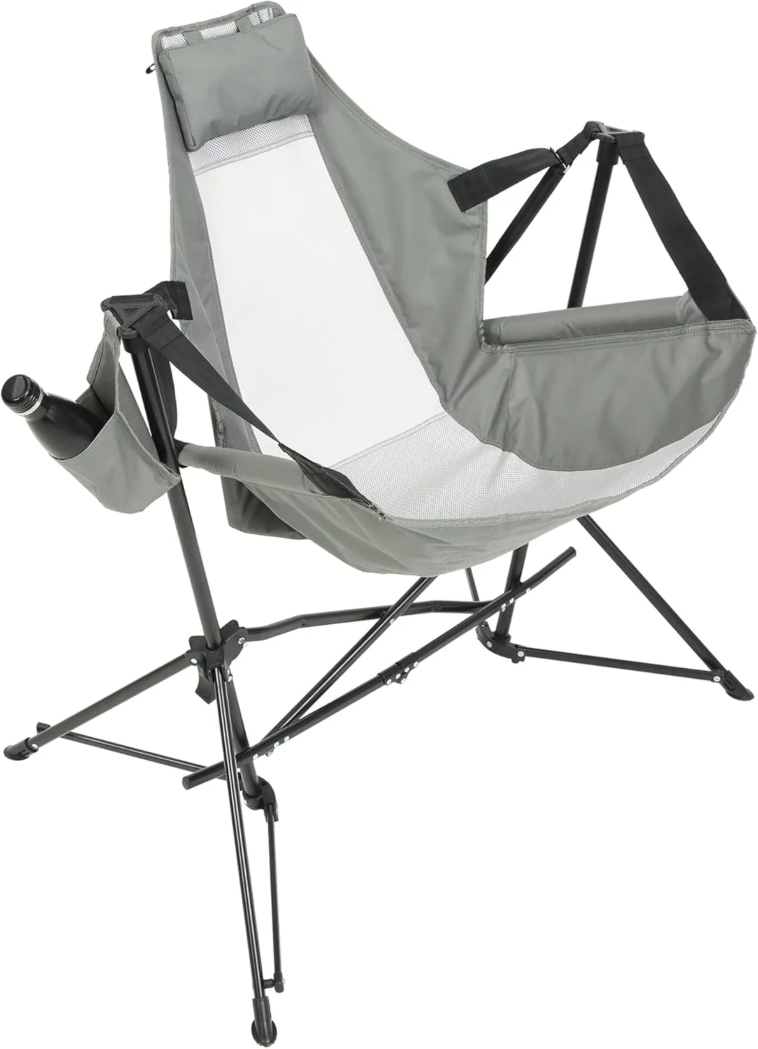 Portable and Comfortable Steel Folding Hammock Chair for Camping, Reclining Seat, Durable Frame, Grey