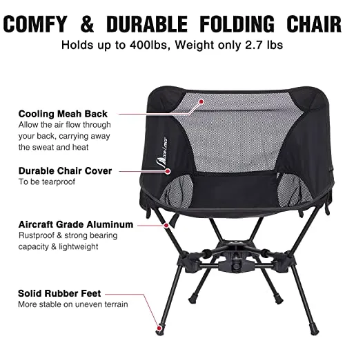 Portable Camping Chair Backpacking Chair - The 4th Gen Ultralight Folding Chair