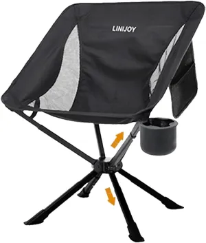 Portable Camping Chair, Folding Chair with Removable Cup Holder and Storage Bag, Lightweight Camp Chair Supports 330 Lbs, Black