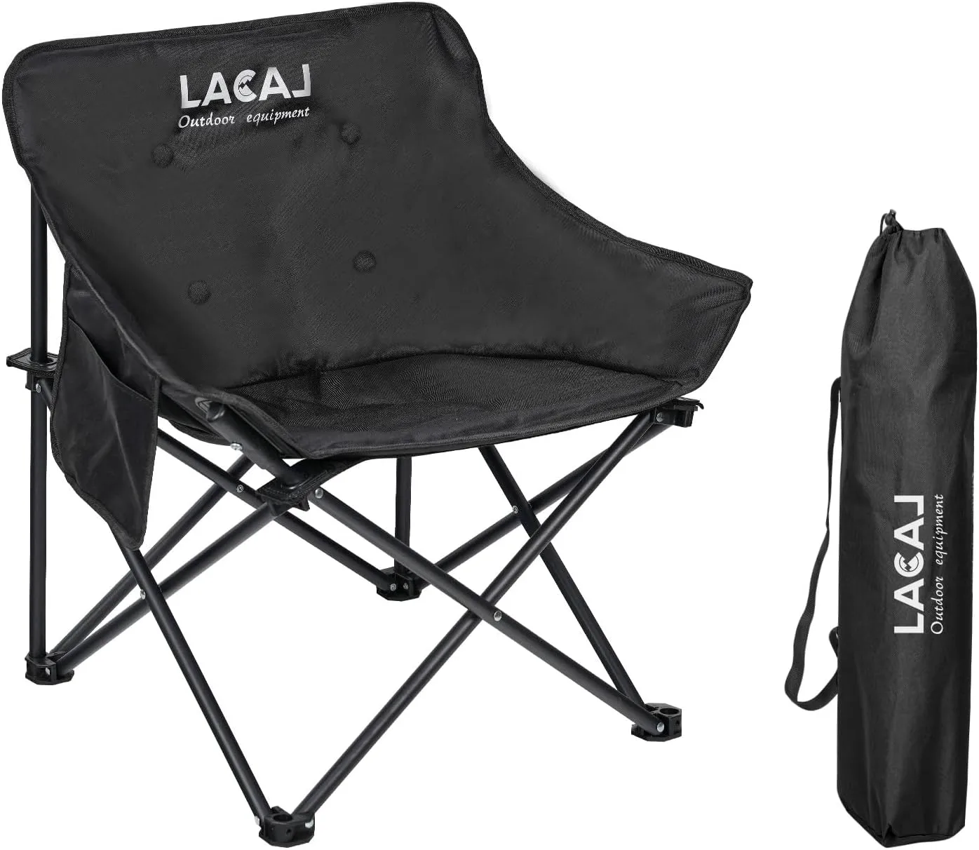 Portable Camping Chair, Outdoor Folding Chair, Oxford Cloth Backpacking Chair with Aluminum Frame,264lbs Support,No Installation Required(Black Cotton Padded,1 Pack)