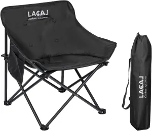 Portable Camping Chair, Outdoor Folding Chair, Oxford Cloth Backpacking Chair with Aluminum Frame,264lbs Support,No Installation Required(Black Cotton Padded,1 Pack)