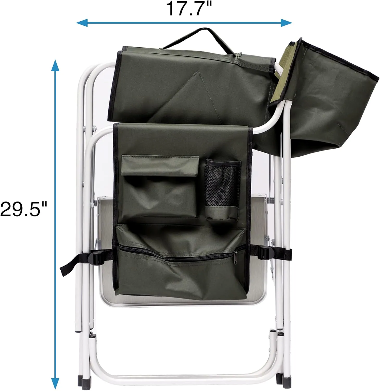 Portable Camping Chairs, Folding Outdoor Chair with Side Table Storage Bag, Beach Lawn Sling Chairs Deck Eazy Chair Oversized Padded for Picnics Fishing, Green