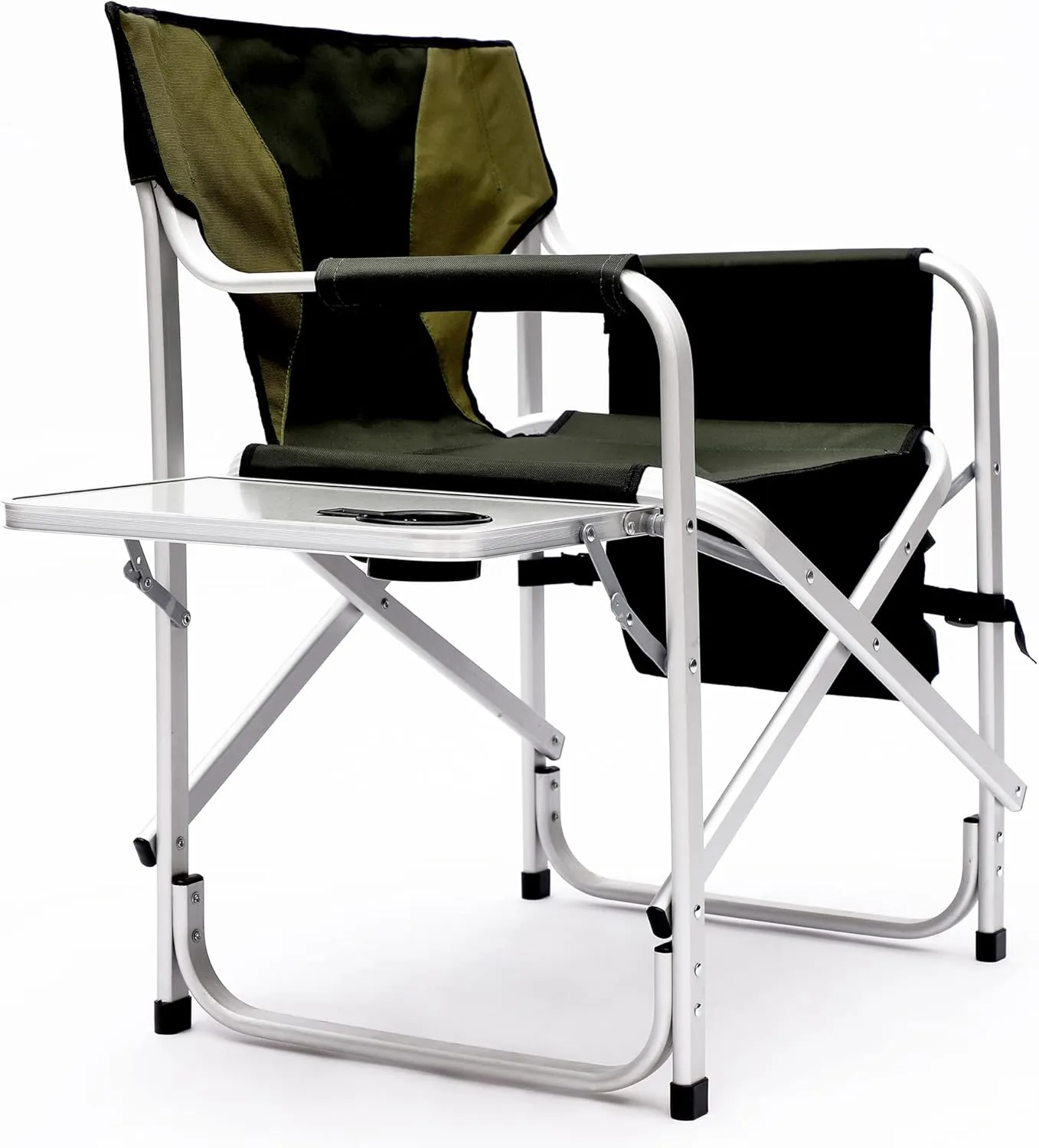 Portable Camping Chairs, Folding Outdoor Chair with Side Table Storage Bag, Beach Lawn Sling Chairs Deck Eazy Chair Oversized Padded for Picnics Fishing, Green