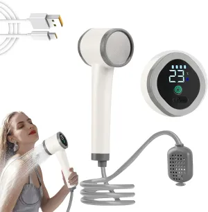 Portable Camping Shower, Rechargeable Shower with LED Display - Quiet Operation Waterproof Camping Shower with Water Filter | for RV Camping, Pet Cleaning, Hiking | Lightweight Design
