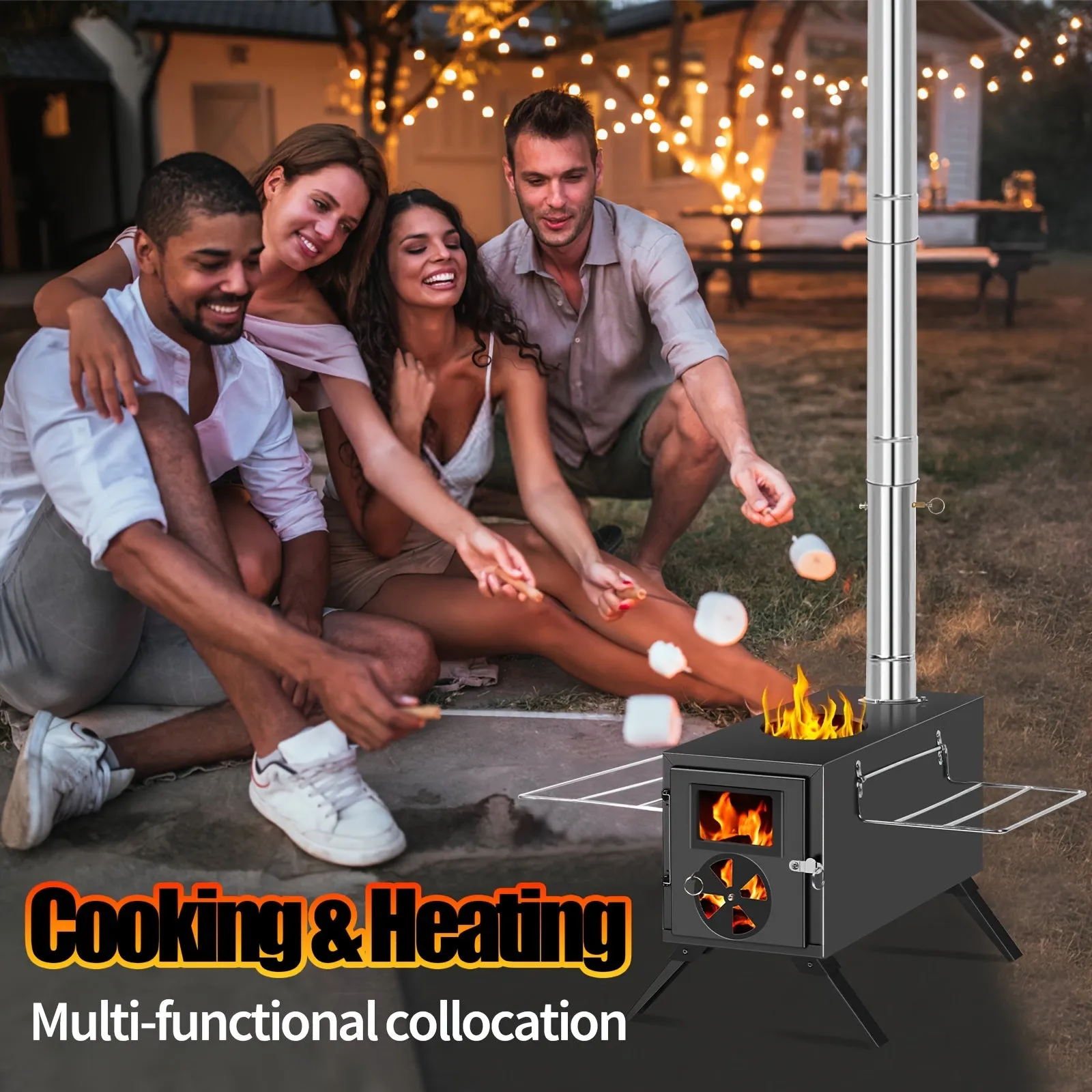 Portable Camping Stove with Chimney Pipe