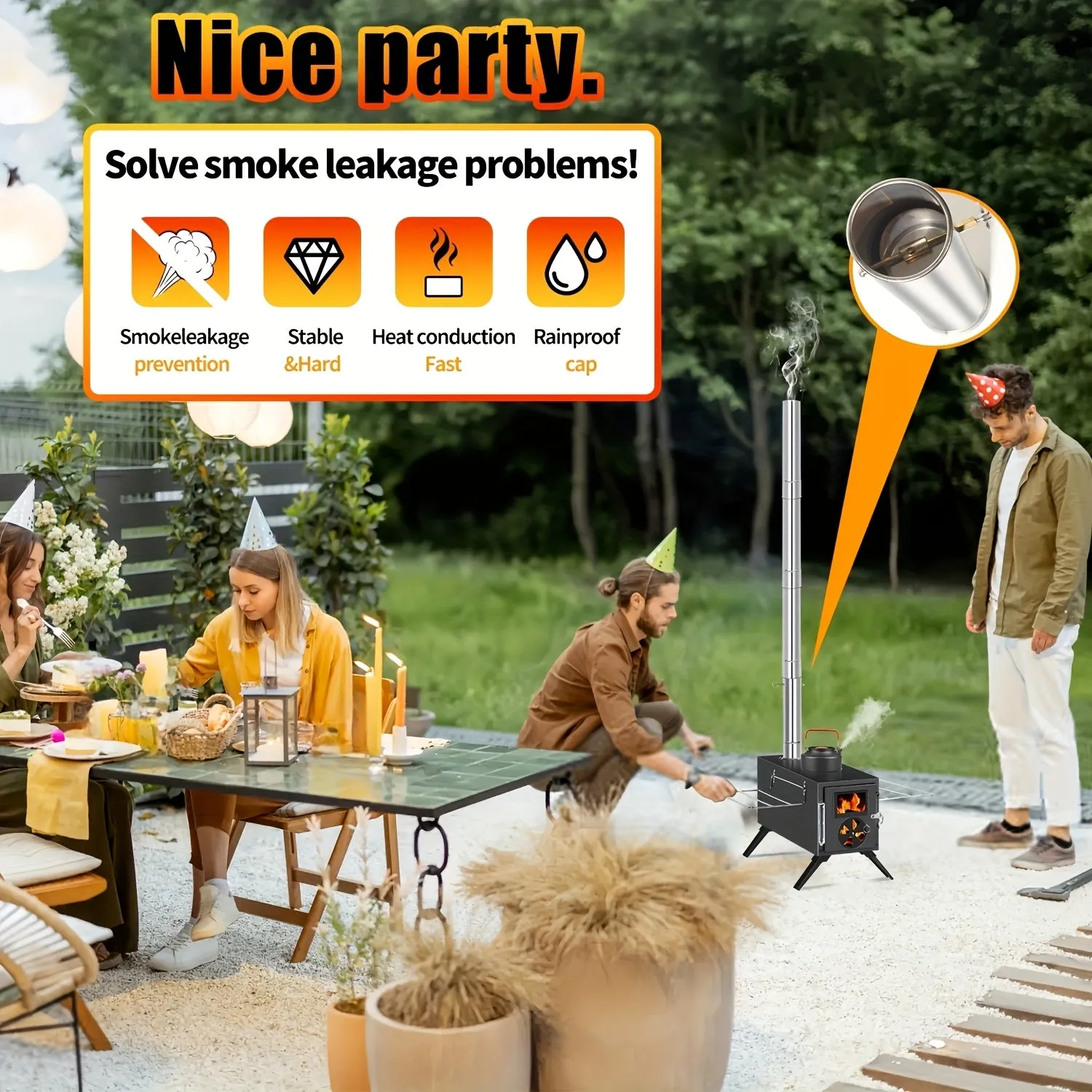 Portable Camping Stove with Chimney Pipe
