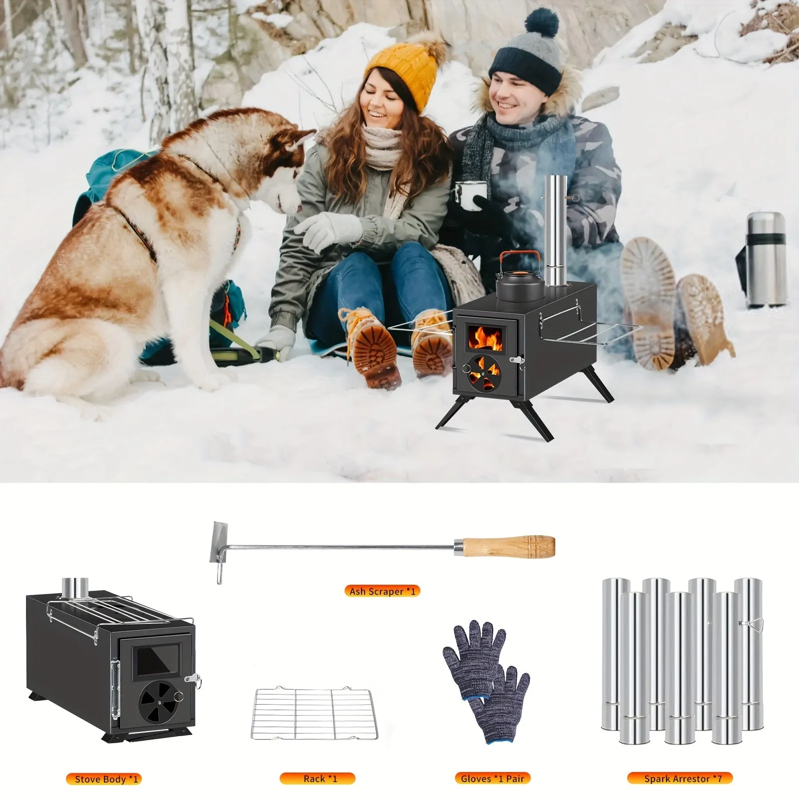 Portable Camping Stove with Chimney Pipe