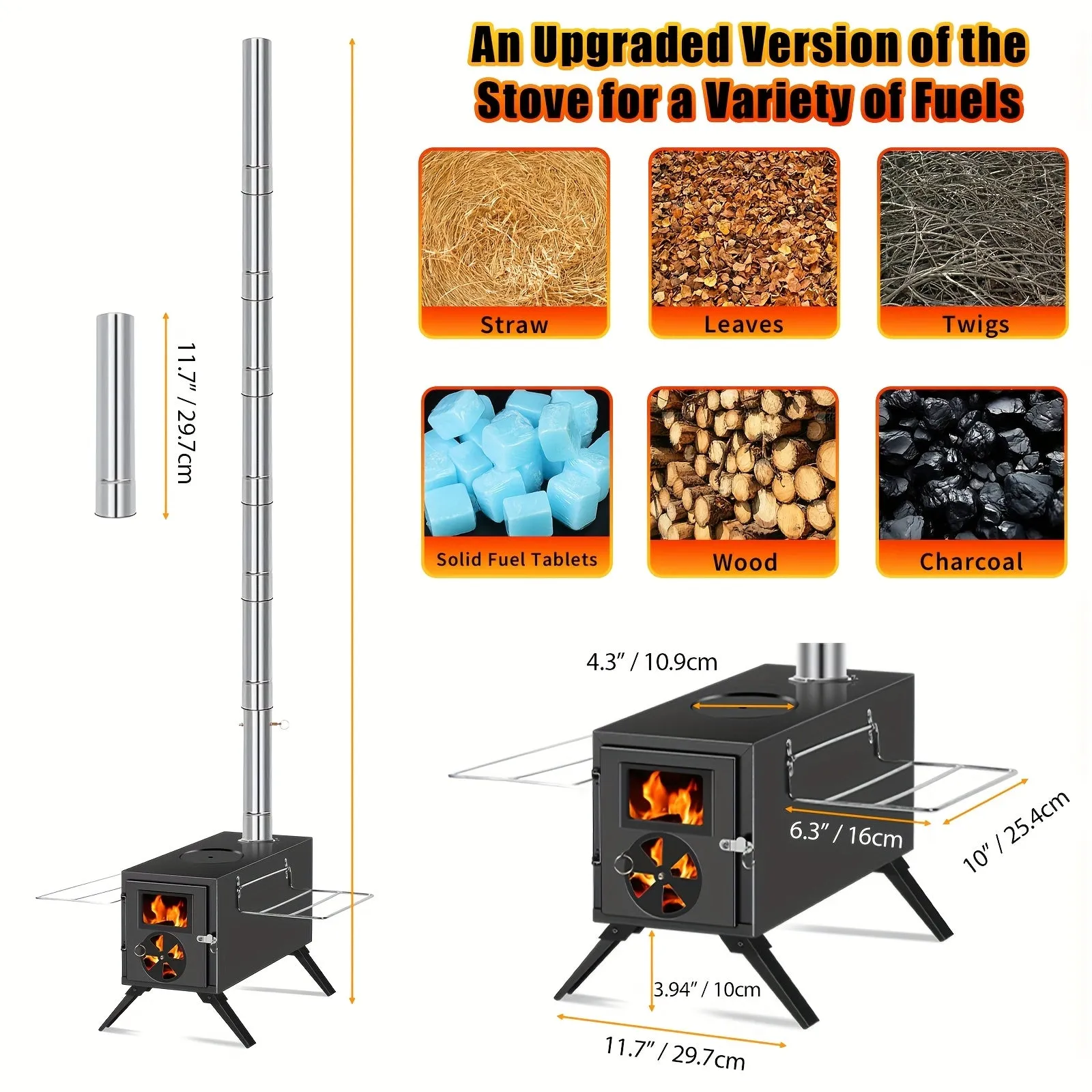 Portable Camping Stove with Chimney Pipe
