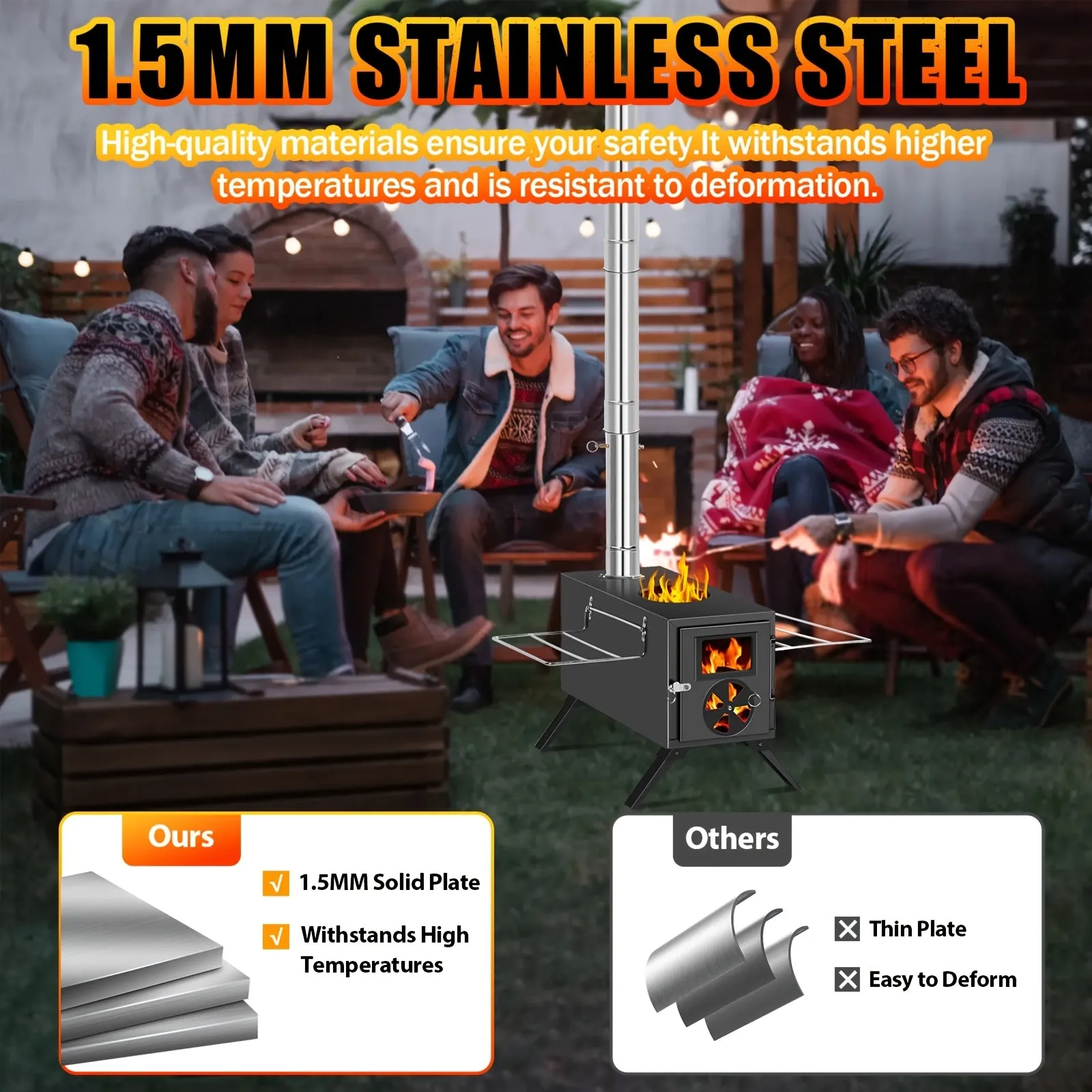 Portable Camping Stove with Chimney Pipe