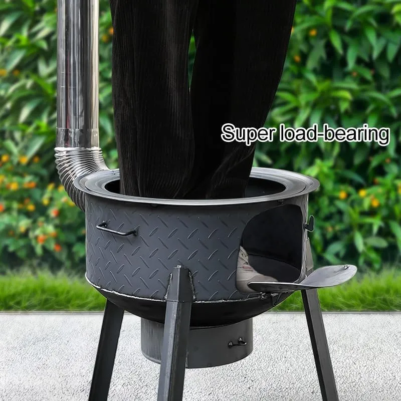 Portable Camping Tent Stove, Fireplace Fire Rack Tabletop Wood Burning Stove, Barbecue Grill Stainless Steel Cooking Stove for Home Heating, Warming, Camping, Ice-Fishing, Cookout, Hiking