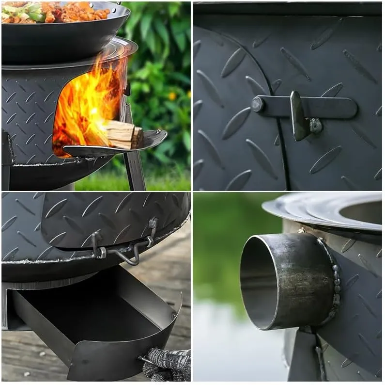 Portable Camping Tent Stove, Fireplace Fire Rack Tabletop Wood Burning Stove, Barbecue Grill Stainless Steel Cooking Stove for Home Heating, Warming, Camping, Ice-Fishing, Cookout, Hiking