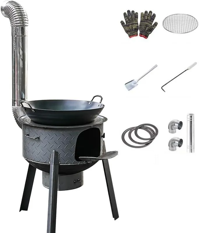 Portable Camping Tent Stove, Fireplace Fire Rack Tabletop Wood Burning Stove, Barbecue Grill Stainless Steel Cooking Stove for Home Heating, Warming, Camping, Ice-Fishing, Cookout, Hiking