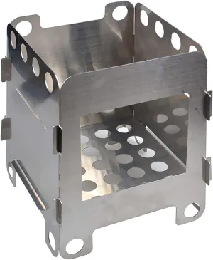 Portable Camping Wood Stove Backpacking Folding Lightweight Pocket Stove Outdoor Picnic with Alcohol Plate and Pouch