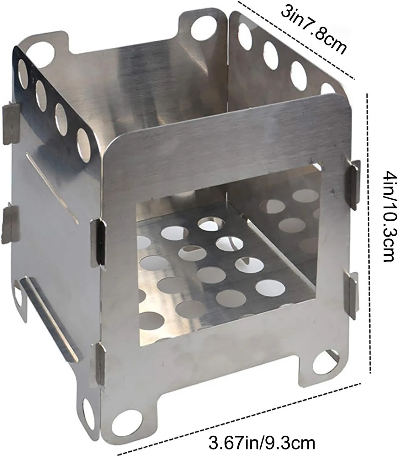 Portable Camping Wood Stove Backpacking Folding Lightweight Pocket Stove Outdoor Picnic with Alcohol Plate and Pouch
