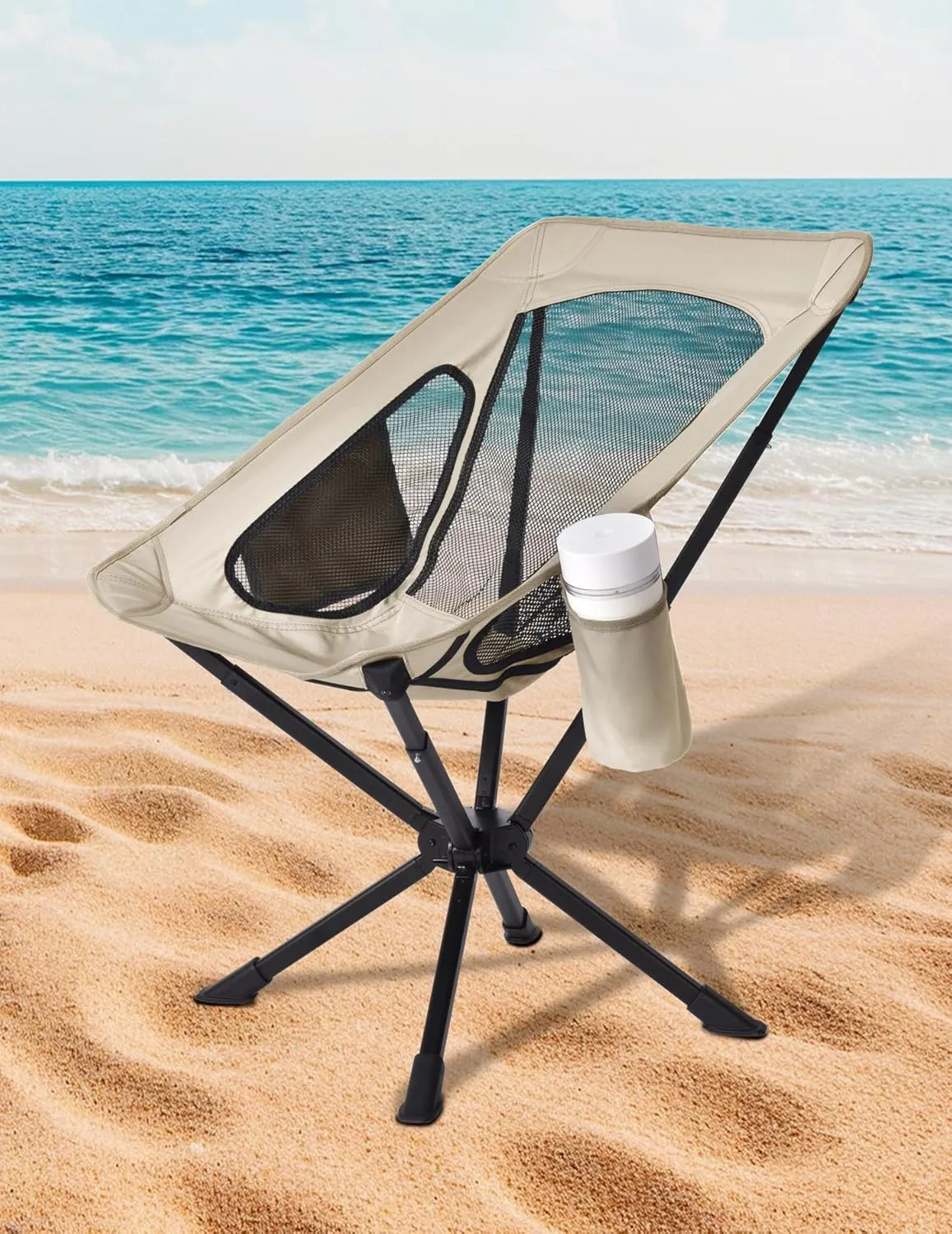 Portable Chairs for Adults Foldable, Fast Setup, Lightweight & Small Folding Chair with Cup Holder, Side Pocket and Carry Bag - Support 350 LBS