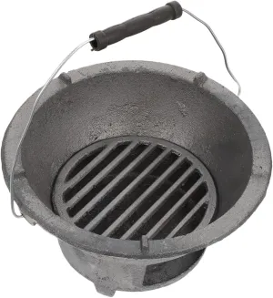 Portable Charcoal Barbecue Stove Cast Iron Outdoor Grill for Bbq Cooking Versatile Design for Grilling Heating Soup More Random Handle Color