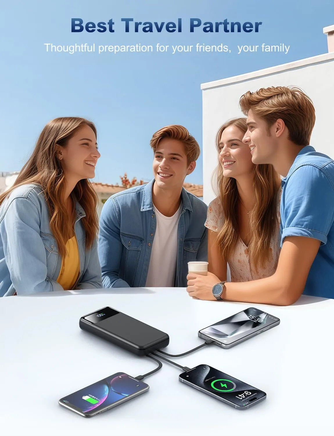 Portable Charger Power Bank 50000mAh Battery Pack, 22.5W Fast Charging PowerBank with Built in Cables,Travel Essential USB-C Portable Phone Charger for iPhone Samsung Pixel Android iPad