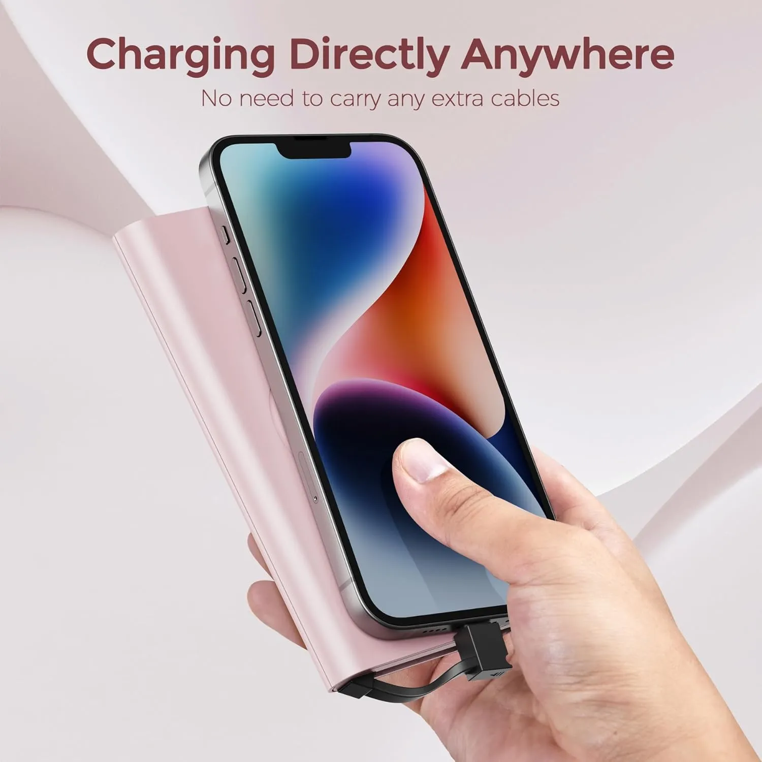 Portable Charger with Built in Cable for iPhone 14/13/12/Pro/Max/Plus, 10000mAh Powerbank Fast Charging Power Bank USB-C Back Up Battery Pack Compatible with iPhone & Apple Watch iWatch Charger