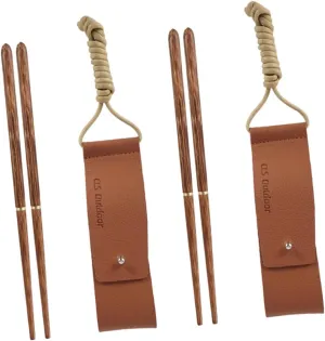 Portable Chopsticks 2 Pairs Reusable Wooden Chopsticks Lunch Box Utensils Set Collapsible