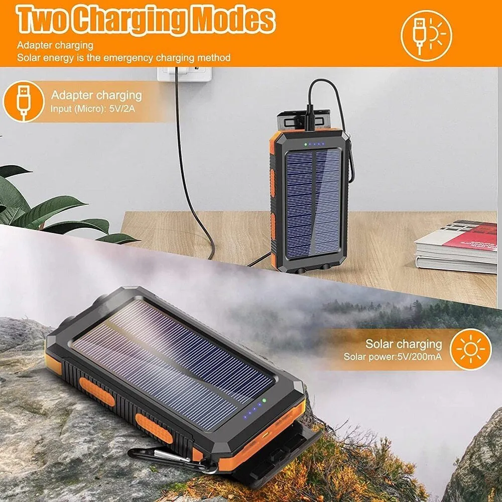 Portable External Solar Power Bank for Phone Tablet Dual USB Port