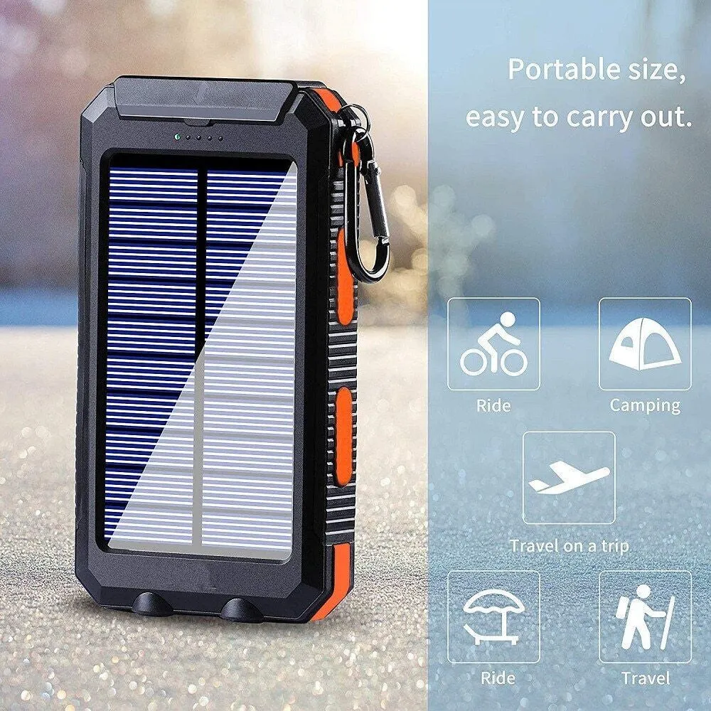 Portable External Solar Power Bank for Phone Tablet Dual USB Port
