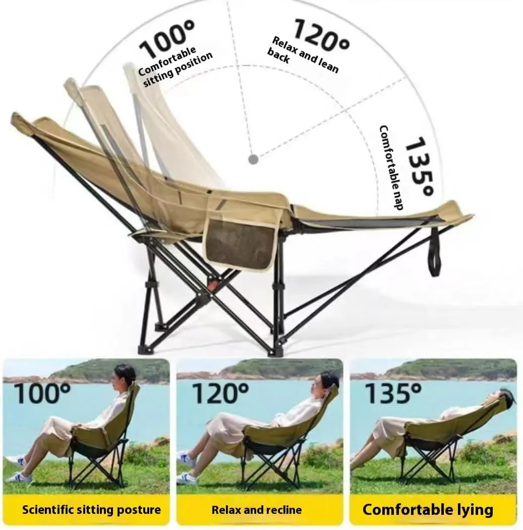 Portable Folding Camping Chair, Lawn Chair, Comfortable and Lightweight Sports Chair, Equipped with Three Adjustable Outdoor Fishing Gears, Suitable for Travel (High backrest Green 90CM,)
