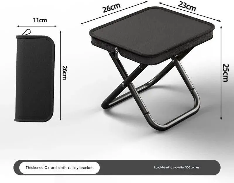 Portable Folding Camping Stool – Carbon Steel Frame, Oxford Fabric Seat, 26×23×25cm – Compact Outdoor Travel Chair for Fishing, Queuing, Subway, Hiking – Black/Red(Black)