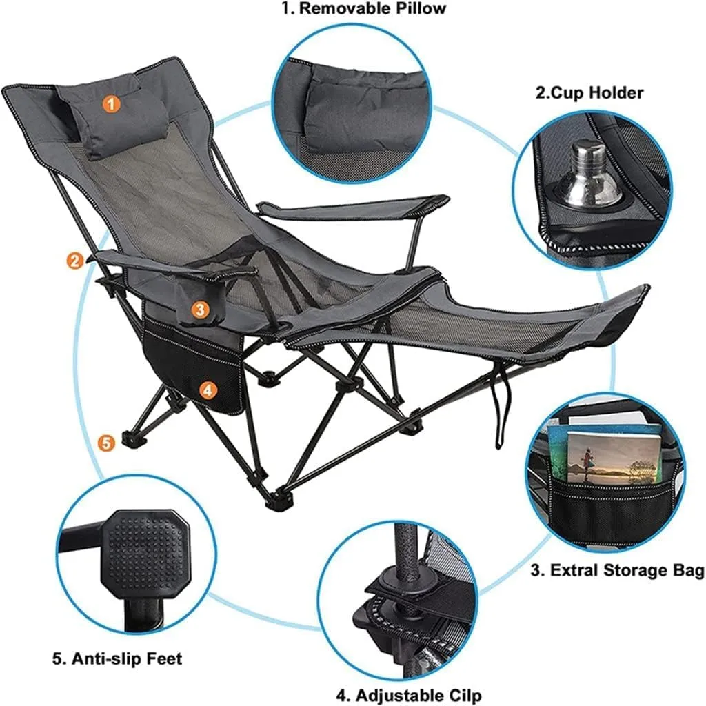 Portable Folding Chair Folding Recliner Chair Camping Folding Chair Beach Sun Patio Chaise Lounge Chair Pool Lawn Lounger Adjustable Folding Chair(Green)