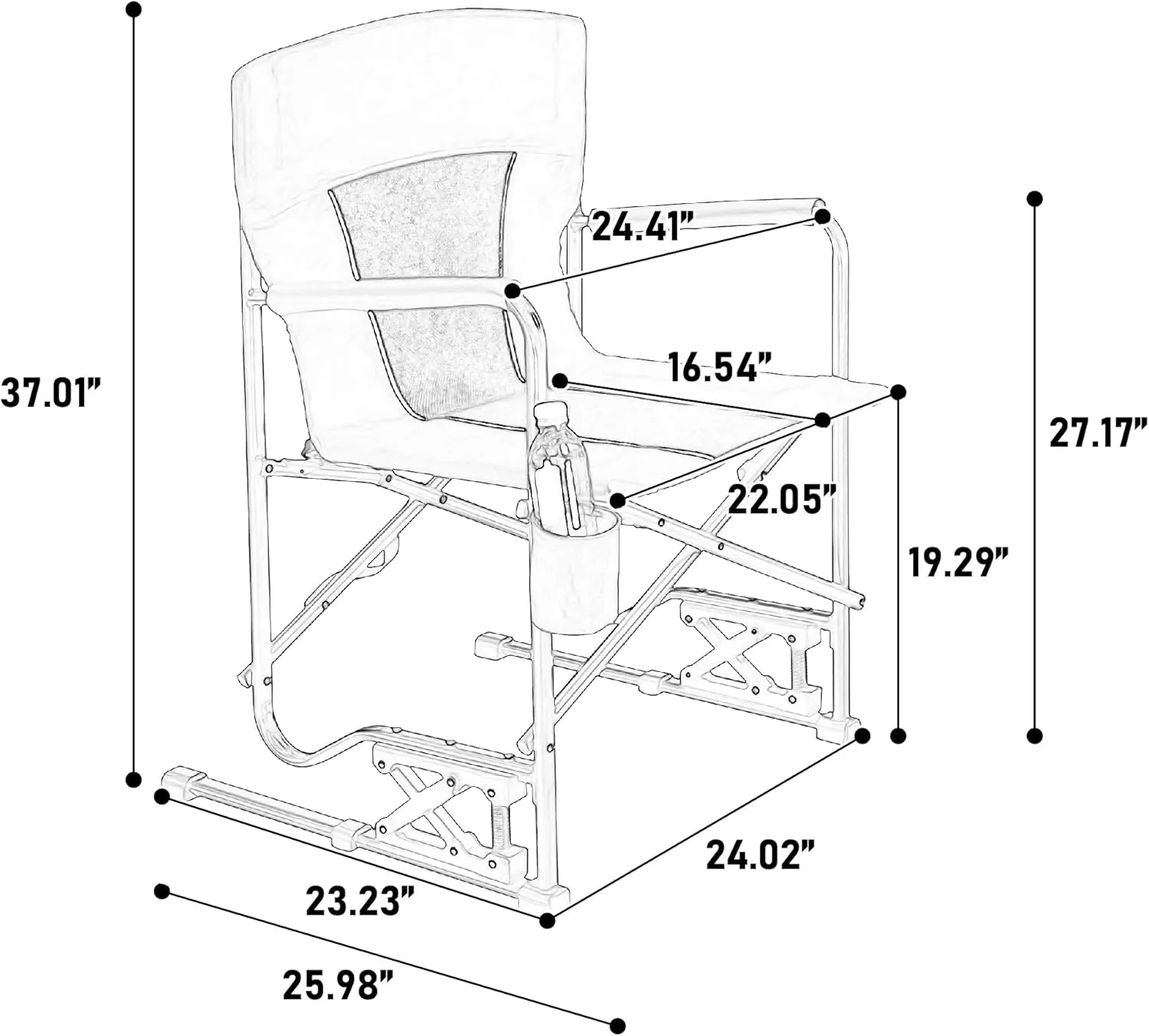 Portable Folding Rocking Chair, Outdoor Camping Chair with Cup Holder, Gray, 37 Inch High (Gray)