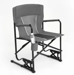 Portable Folding Rocking Chair, Outdoor Camping Chair with Cup Holder, Gray, 37 Inch High (Gray)