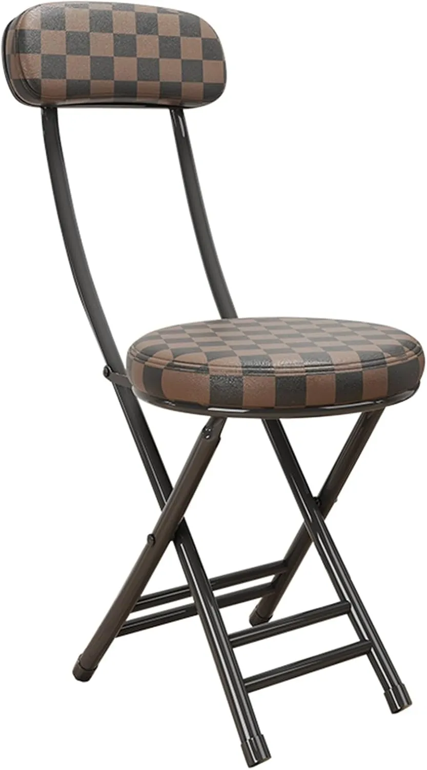 Portable Folding Stool 18Inch Counter Height Bar Stool Cushioned Padded Folding Stool for Fishing Hiking Gardening Travel
