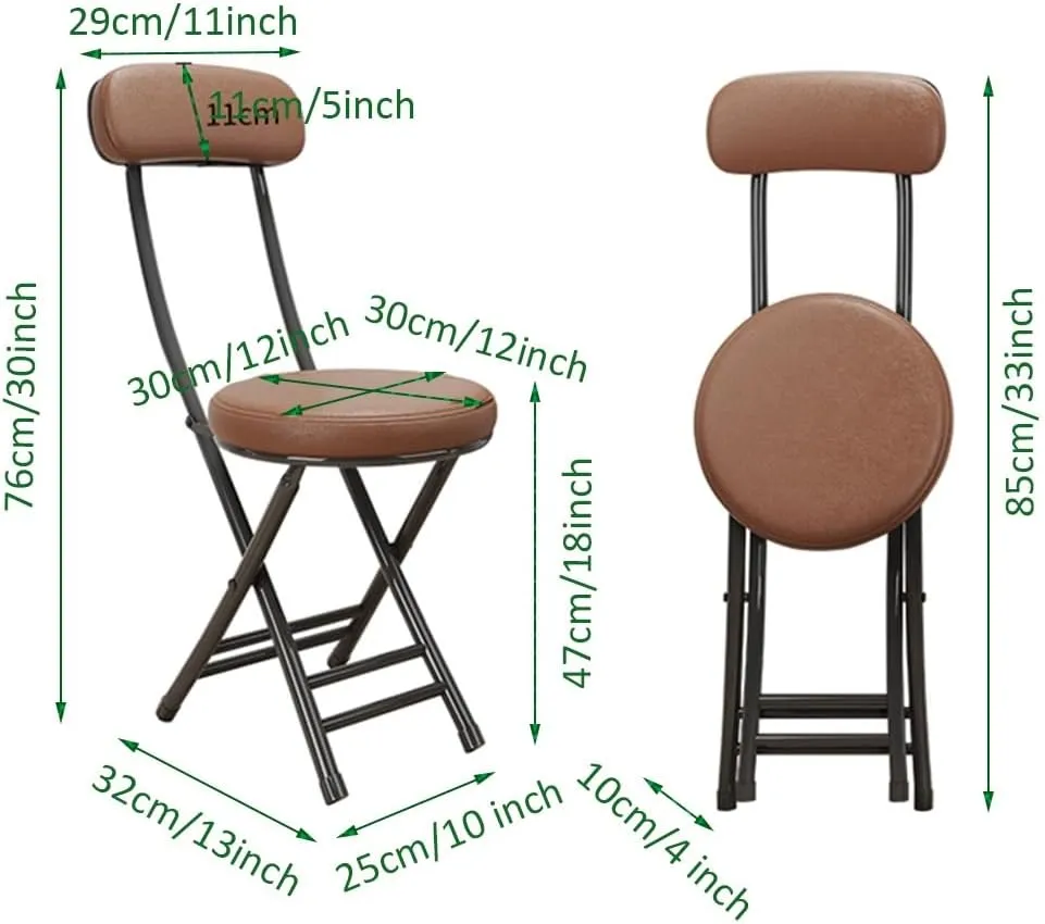 Portable Folding Stool 18Inch Counter Height Bar Stool Cushioned Padded Folding Stool for Fishing Hiking Gardening Travel