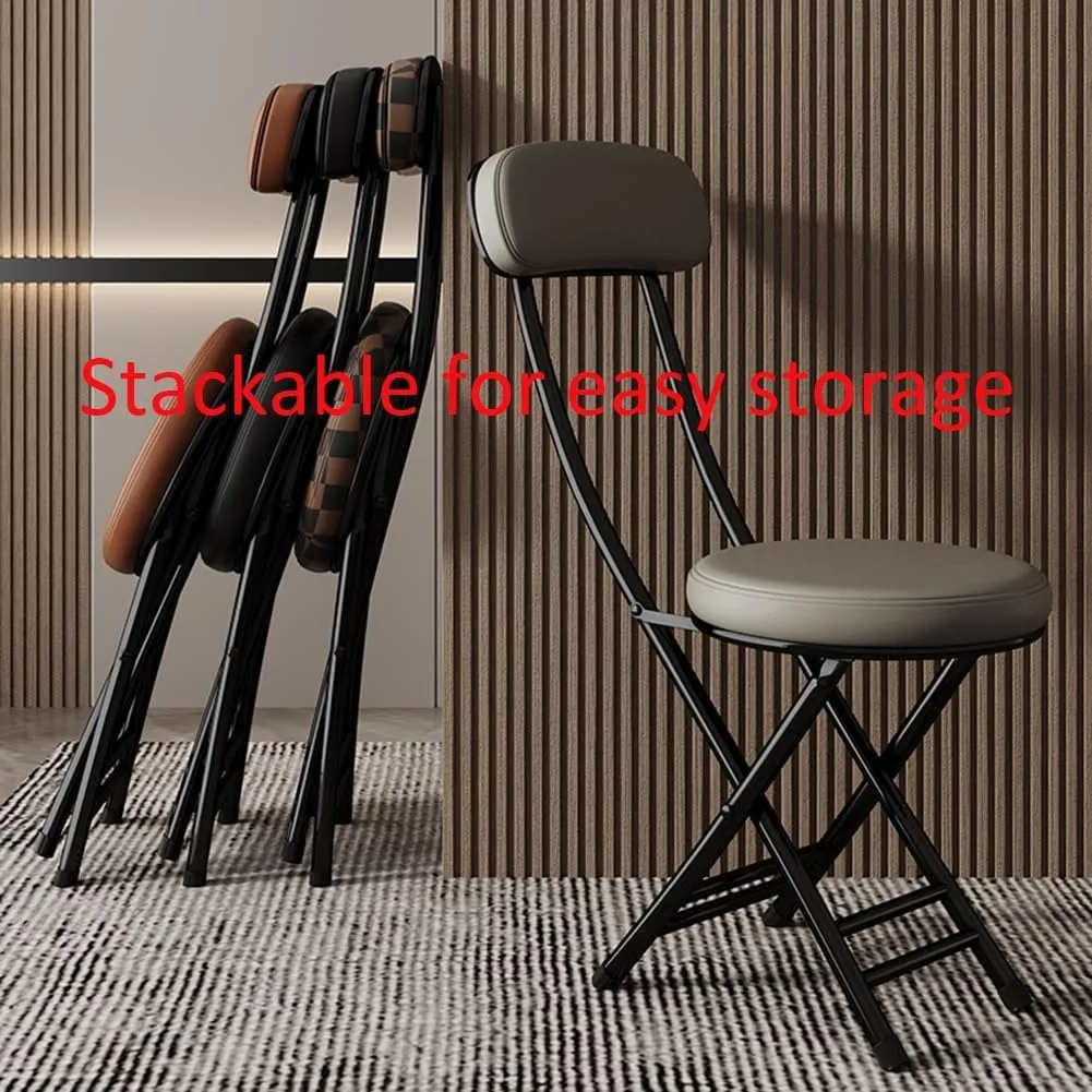 Portable Folding Stool 18Inch Counter Height Bar Stool Cushioned Padded Folding Stool for Fishing Hiking Gardening Travel