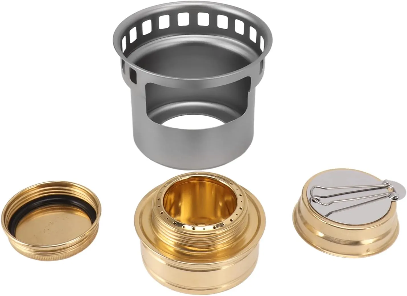 Portable Stove for Camping and Outdoor Cooking with Copper and Aluminium Alloy Design Outdoor Dining Utensils (Gray)