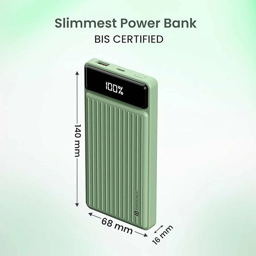 Portronics Luxcell B 10K 10000 mAh 22.5W  Power Bank(Green)