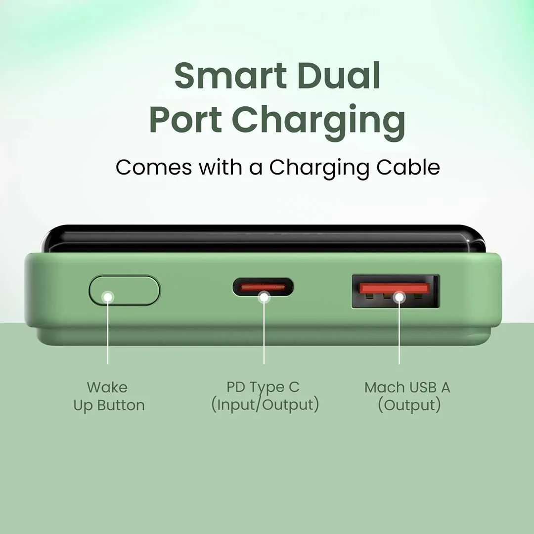 Portronics Luxcell B 10K 10000 mAh 22.5W  Power Bank(Green)