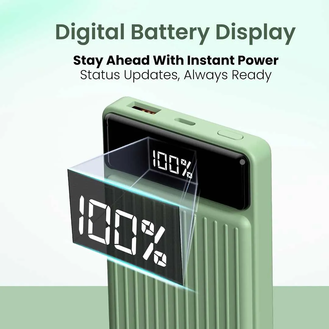 Portronics Luxcell B 10K 10000 mAh 22.5W  Power Bank(Green)