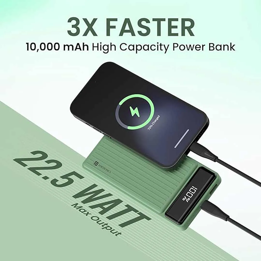 Portronics Luxcell B 10K 10000 mAh 22.5W  Power Bank(Green)