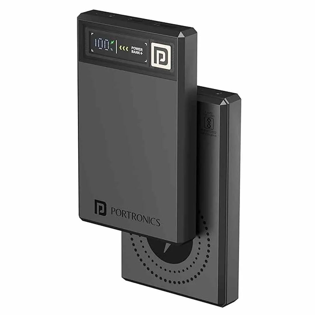 Portronics Luxcell MagClick 10k 10000 mAh 15W Magnetic Wireless Power Bank(Dark Grey)