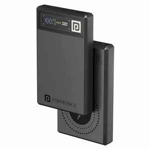 Portronics Luxcell MagClick 10k 10000 mAh 15W Magnetic Wireless Power Bank(Dark Grey)