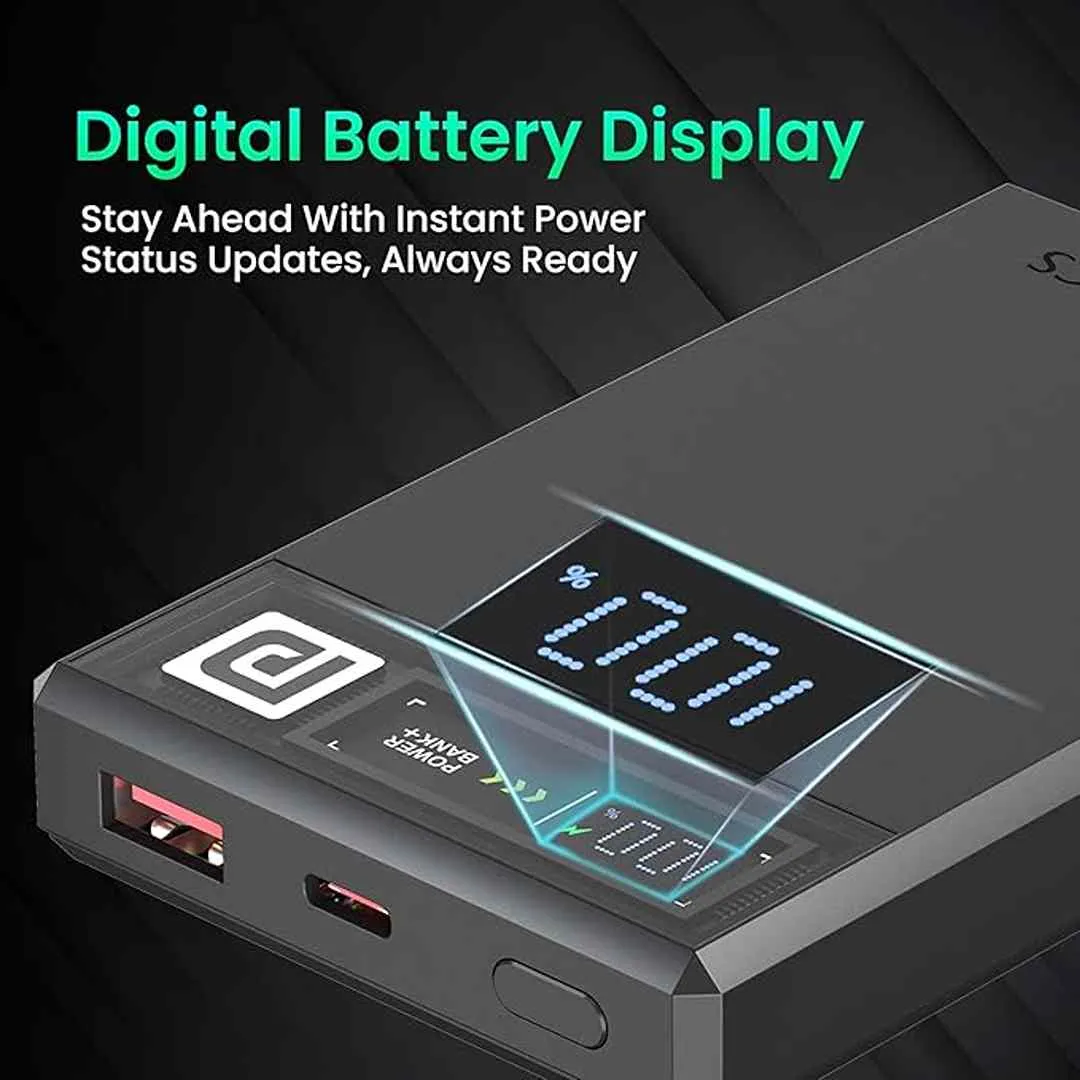 Portronics Luxcell MagClick 10k 10000 mAh 15W Magnetic Wireless Power Bank(Dark Grey)
